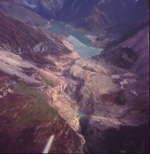 The Vajont dam disaster This image shows the end result of events in the nation of Italy 54 years ag