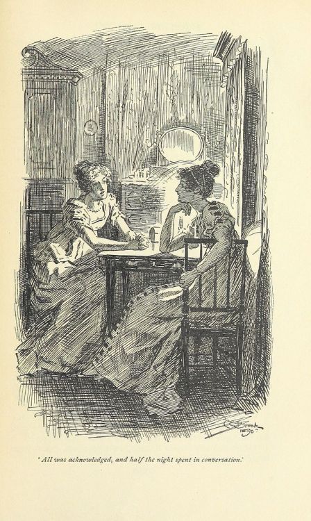 Four illustrations from Pride and Prejudice (orig. pub. 1813 ) by Jane Austen. Artist = Charles E. B