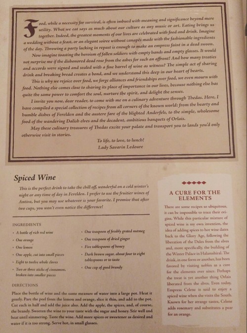livinginthedas: Well, here it is! Recipes of Thedas via The World of Thedas Volume 2 I tried to get 