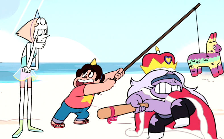 Pearl looks SUPER serious about learning about these piñata things. Like “yes,