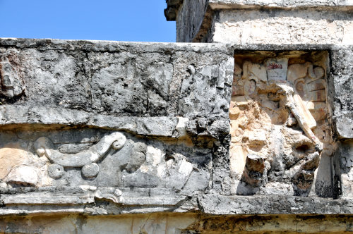 Temple of the Frescoes (Tulum, Mexico).In the back room of the ground floor are theremains of a mura