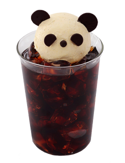 Panda-Head-Shaped Ice Cream on top of Iced Tea Cup, Transparent Image