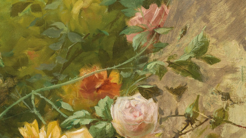 florealegiardini: Roses and potted plants (detail), Giacinto Bo (Italian, 1832–1912)