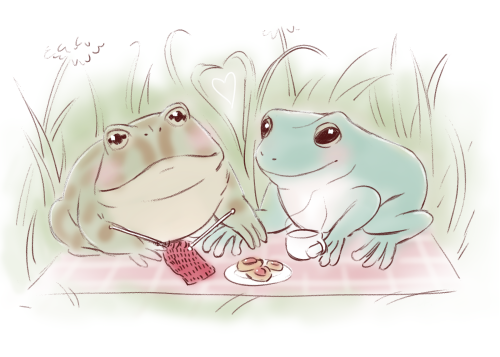 Just two frogs on a date! : ) (the cookies are made of bugs >:) ) 