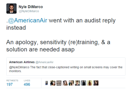 justrollinon: nyleantm: American Airlines did not have subtitles for their movies. There were not op