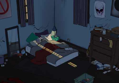 MayBlade Day 08 - SleepBoris having a snooze in his stupidly messy room. This was fun, but I’m