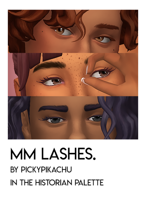 maxis match eyelashes by @pickypikachuinfo:28 add-on swatches in serindipitysims’ historian pa