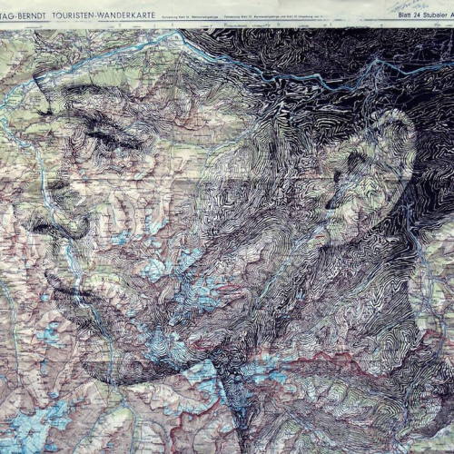 culturenlifestyle:  Ink and Pencil Drawings Conceal Human Faces In Maps UK artist Ed Fairburn uses maps as his canvas to create beautiful and intriguing ink and pencil drawings. The maps’ details, roads and geographical markings give each subject texture,