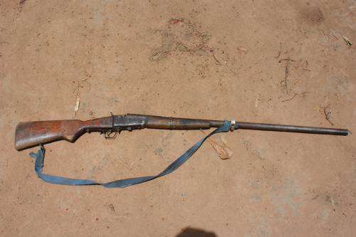 A homemade rifle confiscated from a poacher in the Central African Republic. The barrel is made from