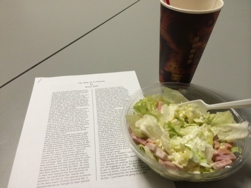 Porn Pics Literature, salad and coffee for lunch.