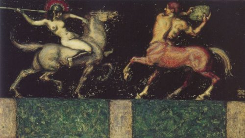 Amazon and Centaur by Franz Stuck1912oil on panelprivate collection