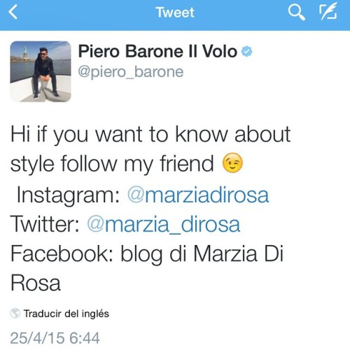 @barone_piero Hola si quieres saber sobre estilo sigan a mi amiga Instagram: @marziadirosa Twitter: 