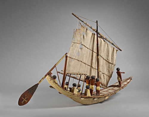 Model of a Boat 9th to 11th Dynasty, ca. 2125-1940 BC. Made of wood, gesso, textile, paint, and stri