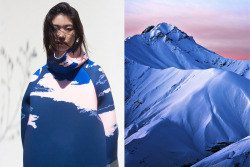 whereiseefashion: Match #246 Ting Gong wearing Scapes NY Fall 2015 photographed by Monet Lucki | Snowy mountains in New South Wales, Australia More matches here  