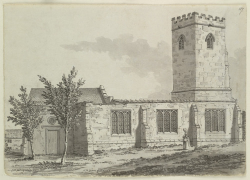 Normanton Church (1787), by Samuel Hieronymus Grimm.This could be All Saints&rsquo; Church in Norman