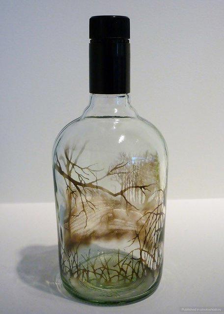 sixpenceee:  The Bottled Smoke Artwork of Jim Dingilian.  He uses candle smoke to