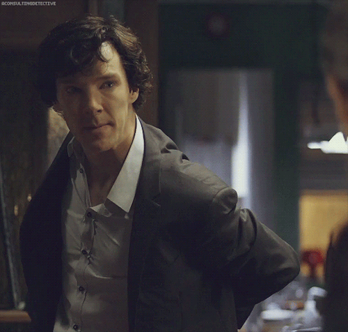 aconsultingdetective: Gratuitous Sherlock GIFs The book, John. The book. The key to cracking the cip