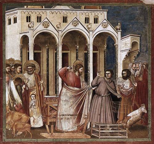 artist-dibondone: Expulsion of the Money-changers, 1306, Giotto Di BondoneMedium: frescowww.