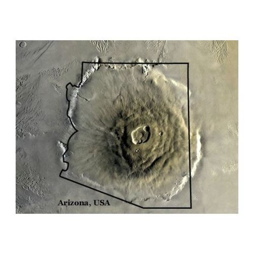 Olympus Mons overlaid on Arizona [600 x 600]