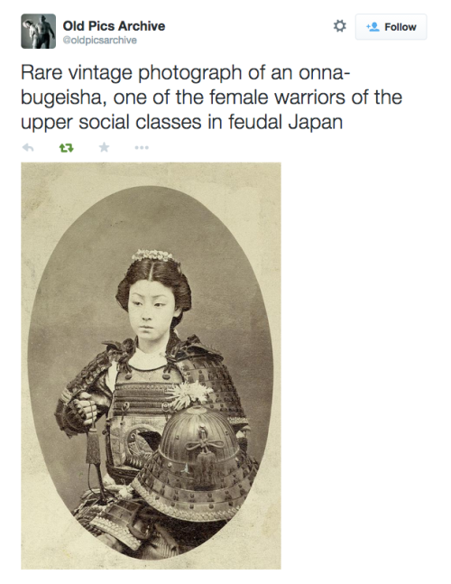 This is really cool. An onna-bugeisha (女武芸者) was a type of female warrior belonging to the Japanese 