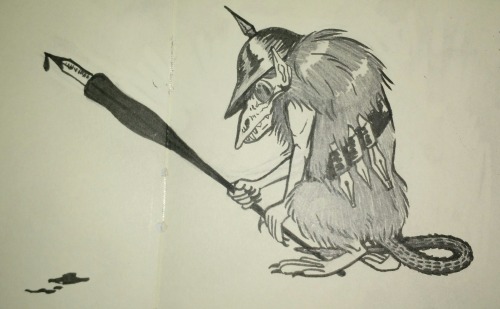 Day three, using the Drawlloween prompt: goblin. Natch I lean towards the muppety.