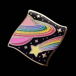 littlealienproducts:  ✨ Kawaii Space Enamel Pin from Vintage Loser ✨ Designed with polished gold &amp; glitter rainbows! 