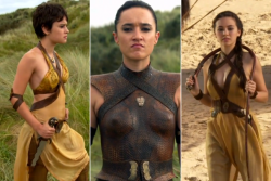 wishingnerd:  Meet Oberyn Martell’s Hardcore Daughters in New Game of Thrones  Obara (Keisha Castle-Hughes), Tyene (Rosabell Laurenti Sellers), and Nymeria Sand (Jessica Henwick) are, according to the show, the bastard daughters of Ellaria Sand and