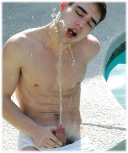 pissperfect:  puddlejumper301:  Water in the pool is nice, but just not as warm and tasty as my own… Submit your own hot horny Average Male Wankers pics of yourself to: http://averagemalewankers.tumblr.com/  Always reblog Zack.