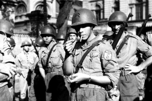 Brazilian soldiers at the Battle of Monte Casino, Italy, World War II.