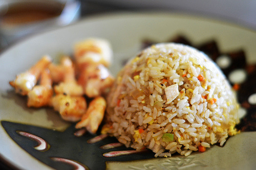 adrienneseats:  Hibachi Shrimp with Chicken Fried Rice from Benihana. 