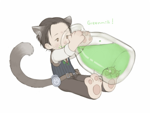 Sebby wants greenmilk  (; ′⌒` ;) 