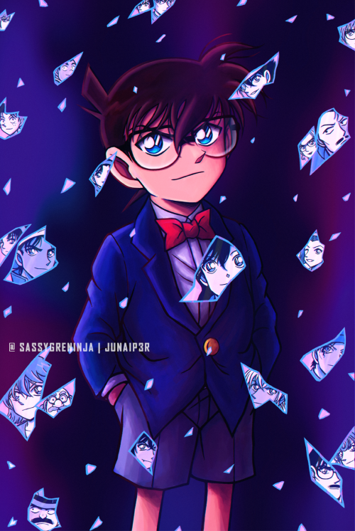 After almost 4 months, finally i caught the Detective Conan anime. So i did a poster-like for my roo