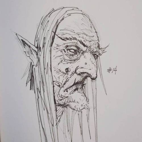 Day 14. A sweet little old hag over lunch. #ink #inktober #inktober2017 #work #fantasy #fantasyart #