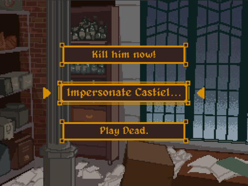 Scene From Supernatural S11e11 Into The Mystic Redone In A Pixel Art Rpg/visual Novel Style! I Can Only