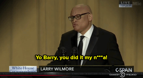 big-sugar: nightlyshow:  micdotcom:  Larry Wilmore didn’t waste time in addressing his critics for the comedian’s remarks at the White House Correspondents Dinner Saturday. At the end of the above segment, he offers Piers Morgan (and all white people,