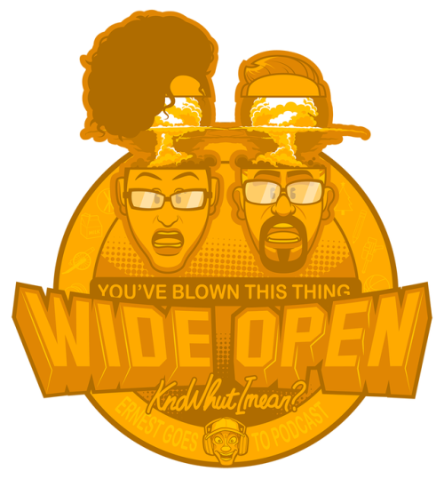 Official Ernest Goes to Podcast “You’ve Blown This Thing Wide Open” medallion, courtesy of the great Kevin Hinkle!
(Also included: Erin and David before and after their minds exploded, respectively.)
Check out Kevin’s work on his official site and at...