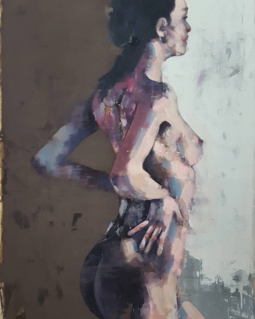 &lsquo;Emerging&rsquo; is a female figure study in oils on canvas 91x61cm. #fineart #visuala