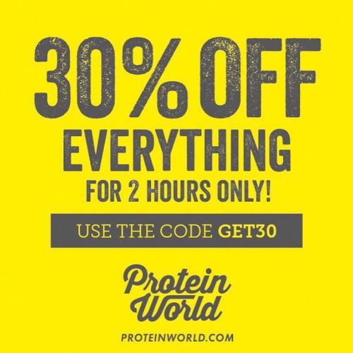 Amazing! 😍 For 2 hours only get 30% off everything @proteinworld! 😘 Use code GET30 www.proteinworld.com 💪 by veronikablack88