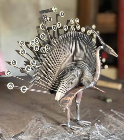 Typewriter Key Peacockby French Artist Thierry Gall