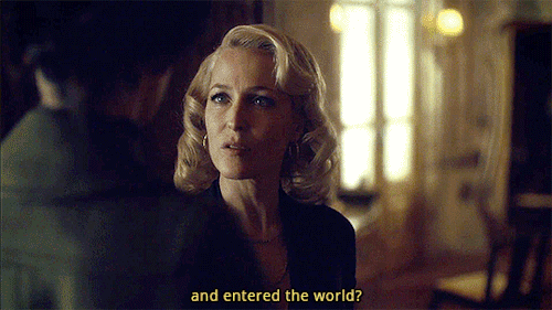 existingcharactersdiehorribly:How does he inspire such devotion?Gillian Anderson as Bedelia du Mauri