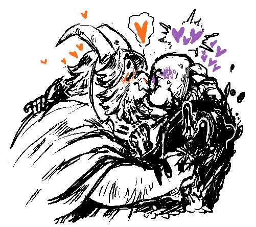 moofrog:  Goji and I draw the gayest shit together. I drew Asgore, gaster drawn by