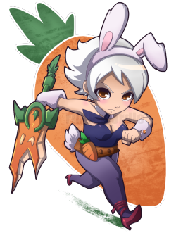 rinidinger:  Battle Bunny riven! Coming to kick your face in because STOP MESSING UP HER BAR, GOD.\o/((More commissions :D))