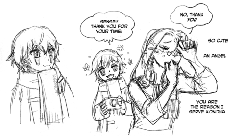 Quick sketches of the adventures of baby Sukea feat. Clingy Dad Sakumo.