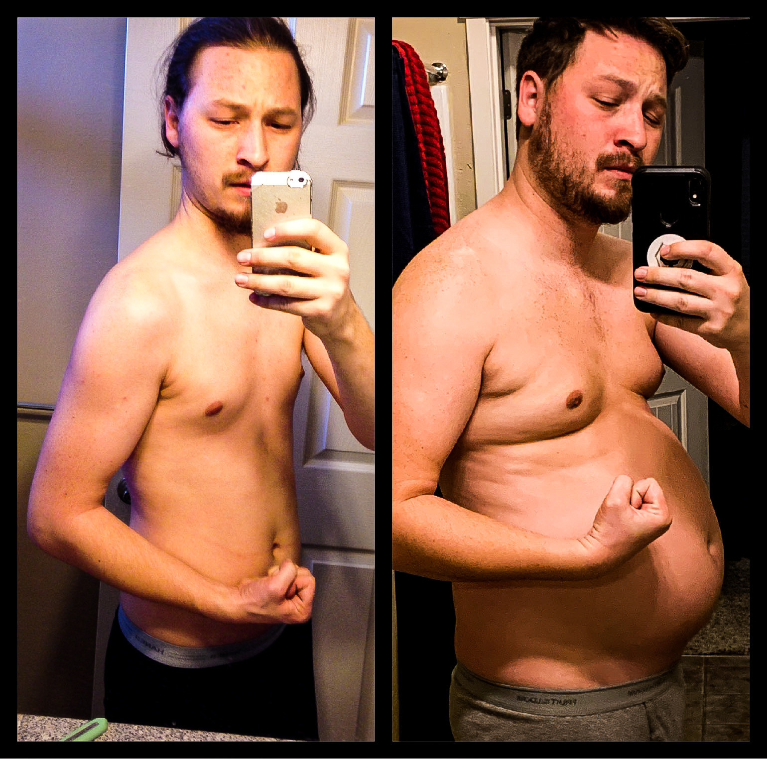suddenlyfat:Age 25 v 29 Took him four years of dedication. He lifted some weights,