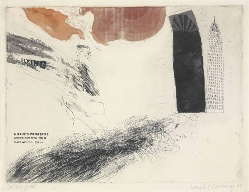 alongtimealone: David Hockney (b. 1937) The Arrival, from - A Rake’s Progress, 1961-63