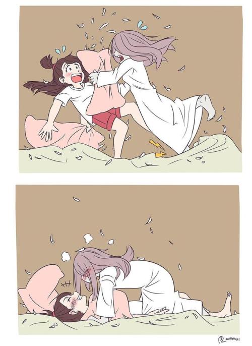 ✧･ﾟ: *✧ Pillow Fight! ✧ *:･ﾟ✧♡ Characters ♡ : Atsuko “Akko” Kagari ♥ Sucy Manbavaran♢ Anime ♢ : Litt