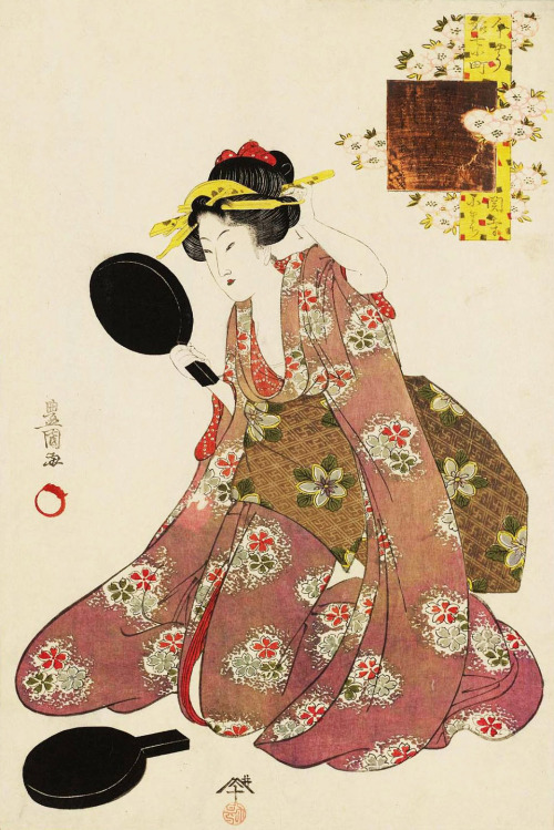Utagawa Toyokuni I (1769-1825)　歌川豊国 Komachi at Sekidera関寺小町、ca.1810 from the series Modern Girls as 