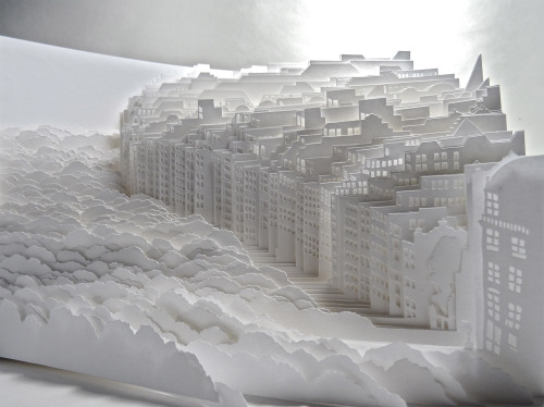itscolossal:  Sheets of White Paper Layered into Dense Cityscapes and Forests by Ayumi Shibata