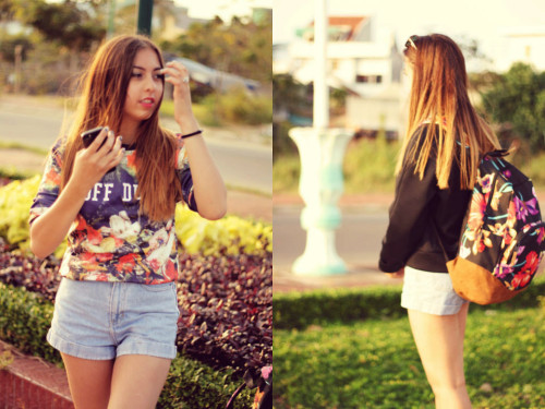 Off Duty (by Ivy-Lee Nguyen)#offduty #pattern #print #florals #summer #varsity #vietnam #streetstyle