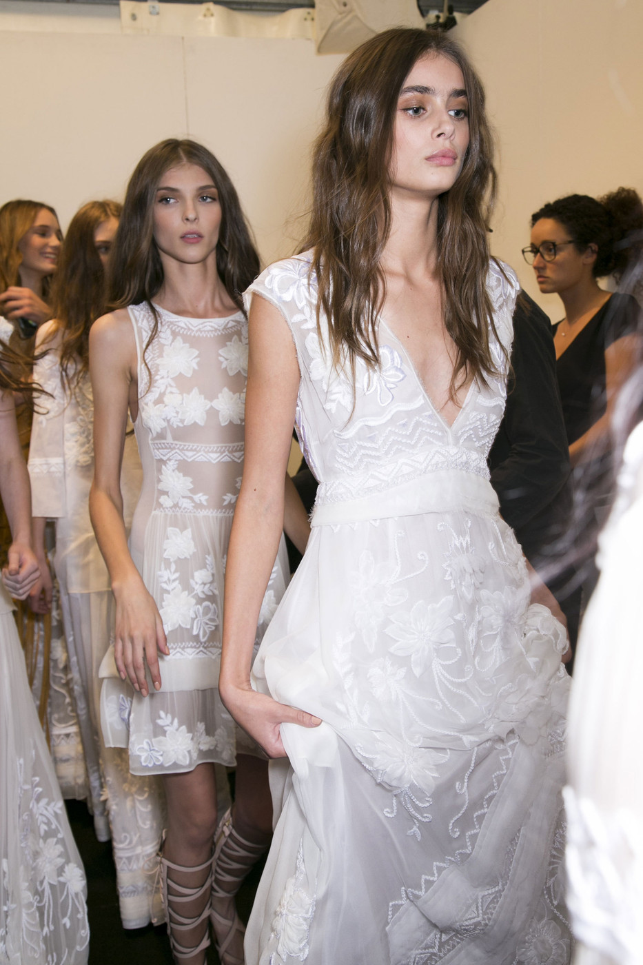 runwayandbeauty:  Taylor Marie Hill - Backstage at Alberta Ferretti Spring 2015 |